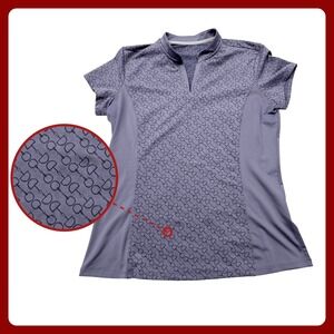 Dover Saddlery Equestrian Polo Shirt M Horse Bit Print Heather Purple Technical